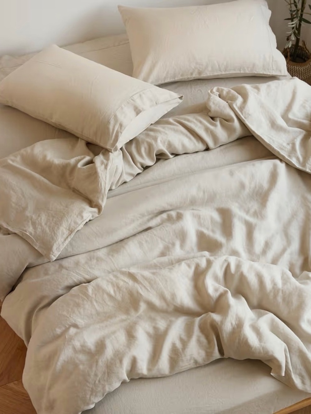 Sijo Stone Washed Organic French Linen Bed Sheet NEW QUEEN